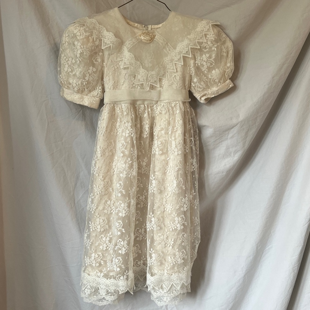 Jessica McClintock Kids Cream Lace Formal Dress sz 4